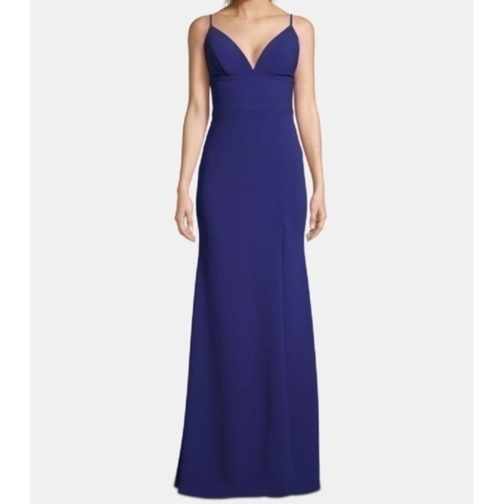 Betsy & Adam Dress Blue Spaghetti Strap v neck